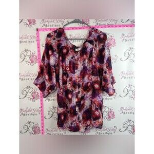 Laura blouse floral flowers Purple & Red Floral Button-Front Women's Blouse